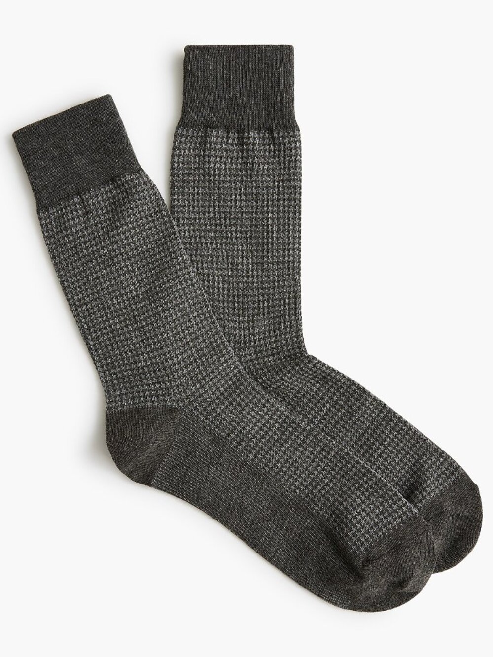 NWT J. Crew Men's Houndstooth Socks in Grey, OS